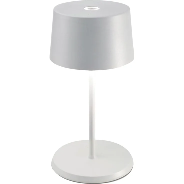 Zafferano, Olivia Mini Lampe, Tragbare und Wiederaufladbare Tischlampe mit Touch Control, Geeignet für Wohnzimmer und Außenbereich, Dimmer, 2200-3000 K, Höhe 22 cm, Farbe Weiß
