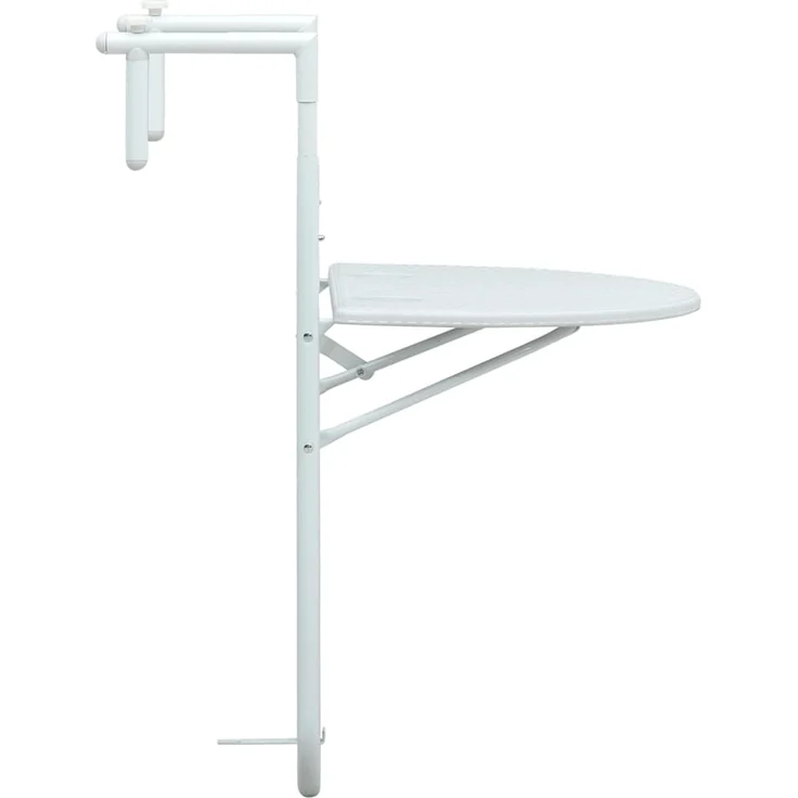 Balkonhängetisch, Balkontisch Weiß 60 x 64 x 83,5 cm Kunststoff Rattan-Optik – Bild 3