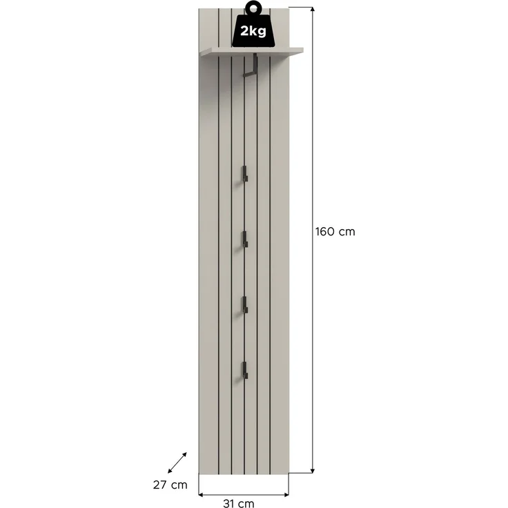 Garderobepaneel (B/H/T: 31x160x27 cm) in Kaschmir Nachbildung – Bild 4