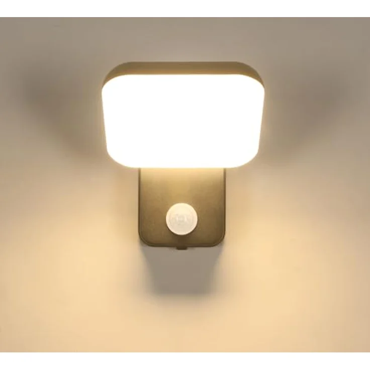 Comely Außenwandleuchte mit Bewegungsmelder und Dämmerungssensor 16W LED Schwarz IP65 3000K Warmweiß Wandlampe für Garten Terrasse Balkon Eingangsbereich – Bild 1