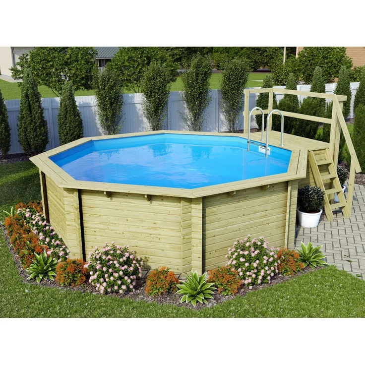 Karibu Pool Modell 2B Classic 470x550 cm, Holz kdi, mit Filter+Skimmer