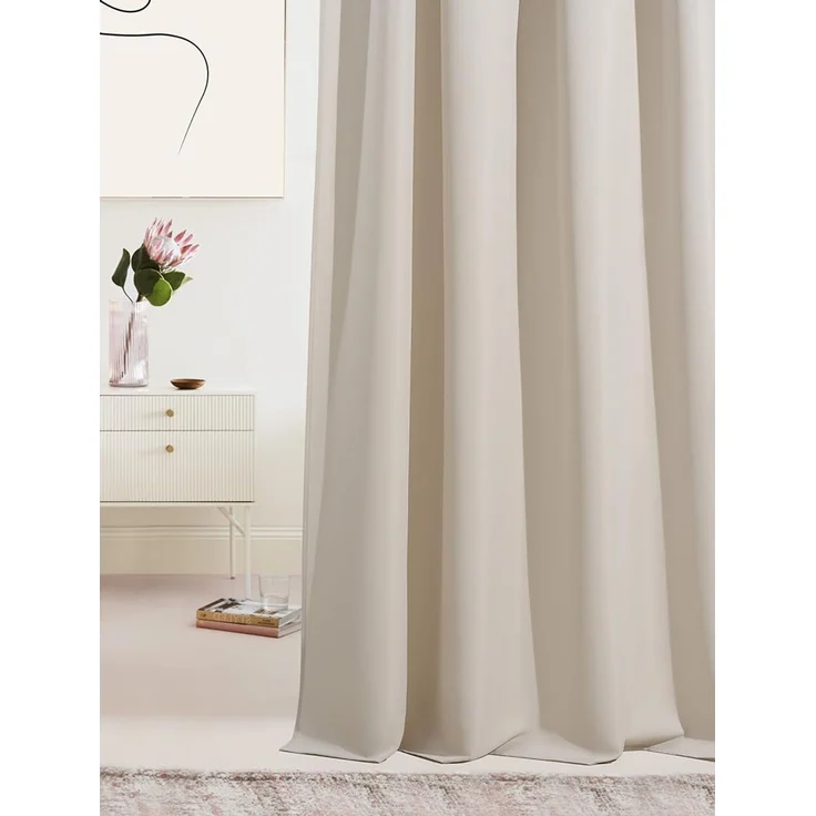 ROOM99 Vorhang mit Ösen Laurel 180x250 cm Breite x Höhe Verdunkelung Blickdicht Schiebegardinen Curtain Wohnzimmer Schlafzimmer Hellbeige, 1 Stück