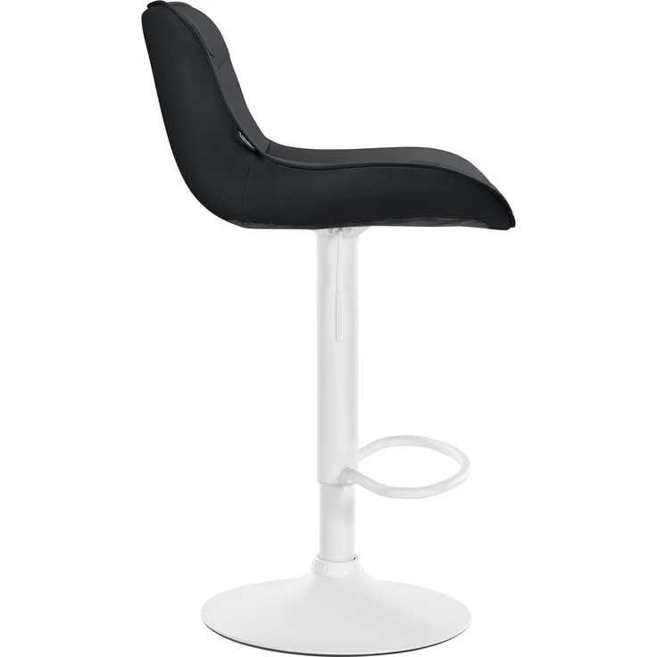 2er Set Barhocker RAGAD - Kunstleder Schwarz 49x51x85 cm Weiß | Barstuhl Höhenverstellbar Mit Lehne Drehbar Tresenhocker Tresenstuhl Kneipenhocker – Bild 3