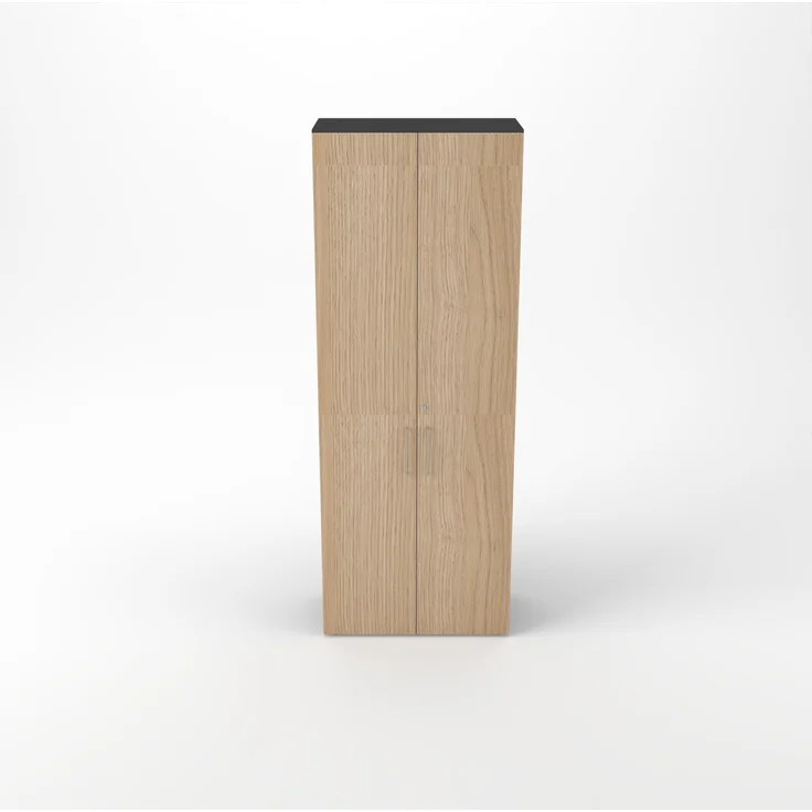 Rheinland Möbel Flügeltürenschrank Cabino 80×42×216 cm – abschließbarer Aktenschrank 6OH in Graphit/Eiche mit 110° Drehtüren & Metallgriff – Bild 3