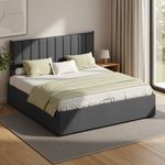 VASAGLE Bettgestell, 180 x 200 cm, hochklappbar Lattenrost, Stauraum unter dem Bett, mit Kopfteil, beige