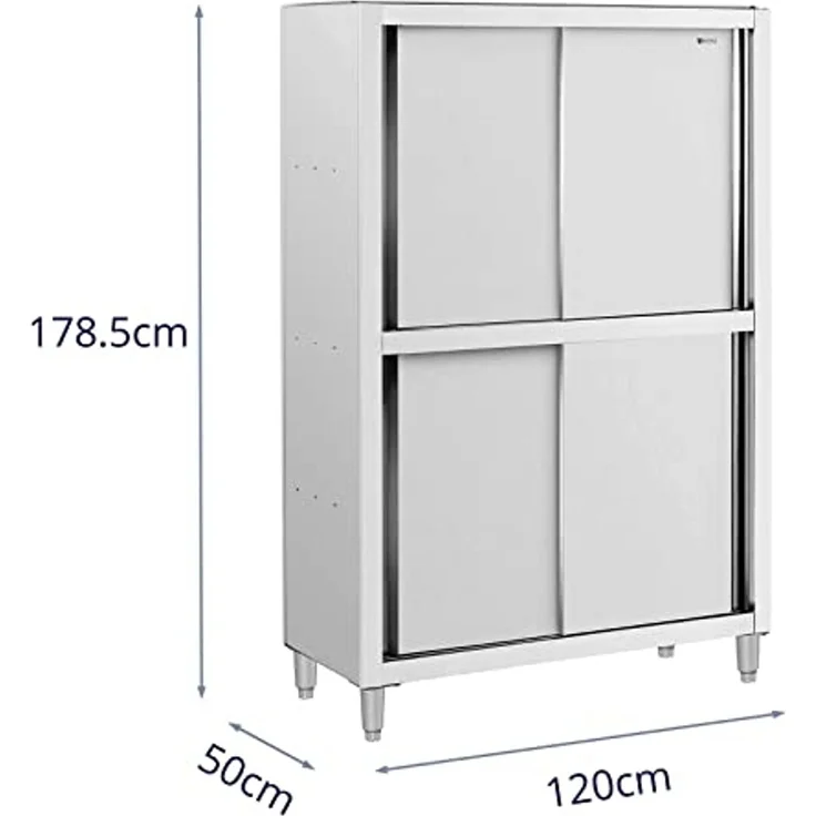 Royal Catering Vorratsschrank 120 x 50 x 180 cm Geschirrschrank Edelstahl Hochschrank Schiebetüren verschiedene Größen – Bild 2