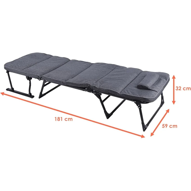 Spetebo Gartenliege 2in1 multifunktionale Sonnenliege klappbar grau - 181x59 cm, Stück, 1 St, Gartenliege, Garten Liegestuhl inklusive Polsterauflage – Bild 5