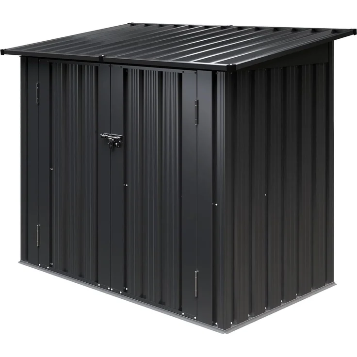 Aoxun Metallschuppen 122x63x94cm, öffnbare Vorder & Obertüren, Geräteschrank für Garten, Garage & Rasen, wetterbeständig, Schwarz – Bild 8