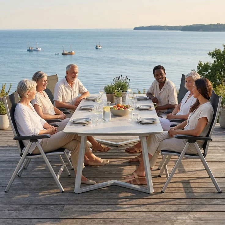 Kettler Gartentisch Ausziehtisch 200/260 x 95 cm Alu Glas Keramik Silber – Bild 2