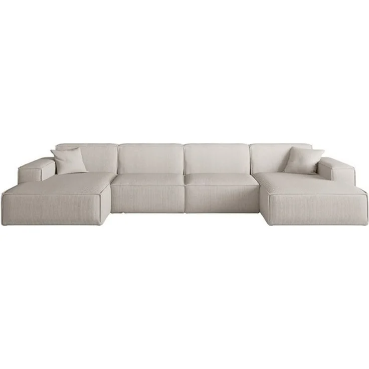 Wohnlandschaft Sofa U-Form CELES PREMIUM in Stoff Scala Hellbeige – Bild 3