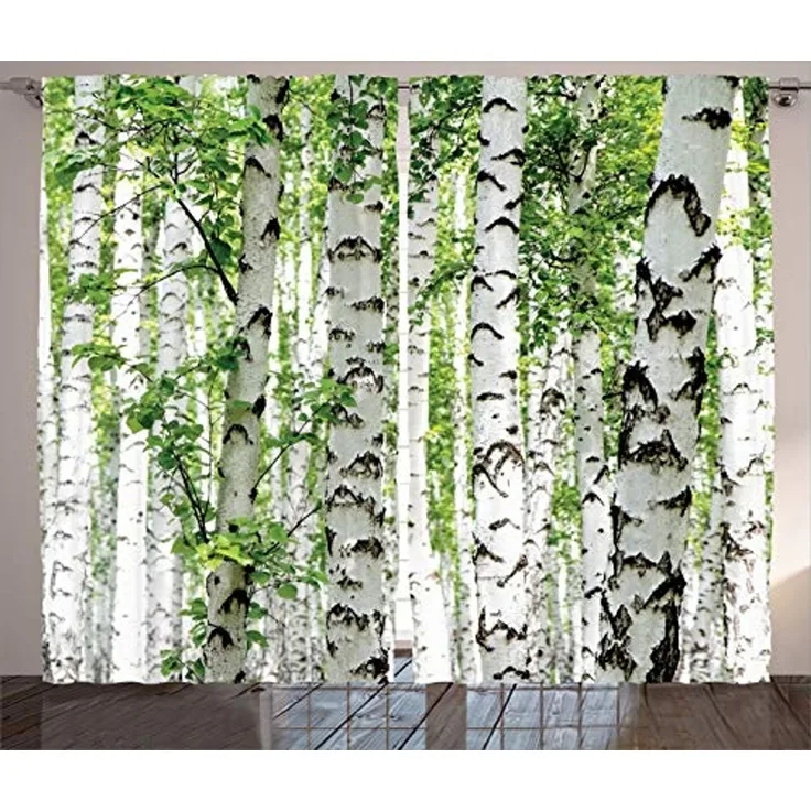 Abakuhaus Gardine Schlafzimmer Kräuselband Vorhang mit Schlaufen und Haken, Wald Tier-Natur-Sommer