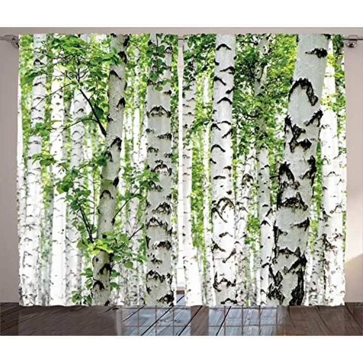 Abakuhaus Gardine Schlafzimmer Kräuselband Vorhang mit Schlaufen und Haken, Wald Tier-Natur-Sommer – Bild 1