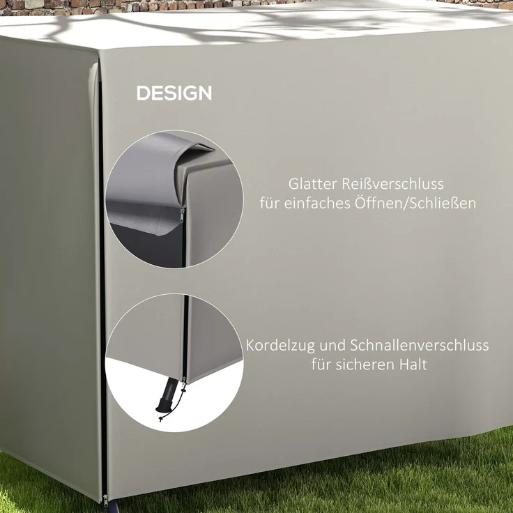 JARDJ Schutzhülle für Gartenschaukel, reißfest, wetterfest, Tex-Lock-System, 205x124x164 cm, Grau – Bild 8