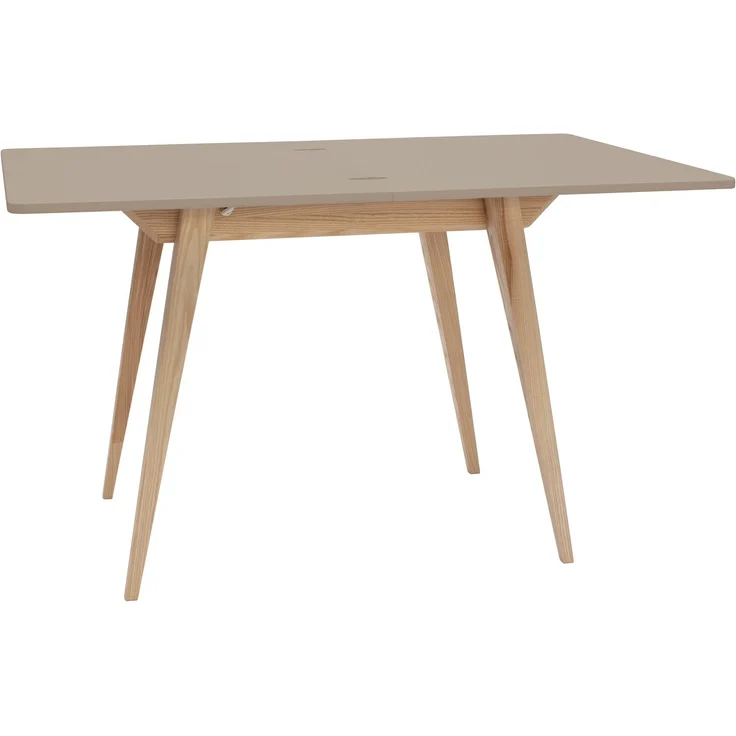 Ragaba rechteckiger ausziehbarer Tisch, MDF & Massives Eschenholz, 90x65 cm, Braun Beige – Bild 2