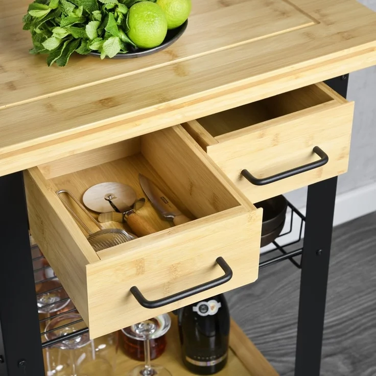 Kesper | Küchenwagen, Material: FSC-zertifizierte Faserplatte, Maße: B: 71 x H: 88 x T: 60cm, Farbe:Natur/schwarz | 25891 13 – Bild 3
