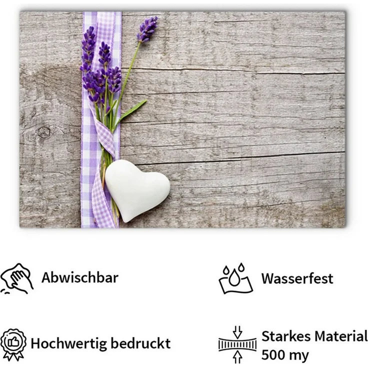 matches21 HOME & HOBBY Platzset Abwaschbare Tischsets 6er Set Landhaus-Stil Lavendel Holz-Optik, (6-St), Platzsets als Tisch-Untersetzer und Tisch-Deko für Esstisch Teller – Bild 3