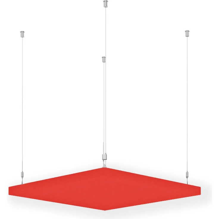 Rheinland Möbel FocusWall DAQ0404 – Quadratischer Akustik-Deckenabsorber 40×40 cm in Stofffarbe Tortuga inkl. Chrom-Stahlseilen - Made in Germany - Klasse A, Stoffbezug, schwer entflammbar