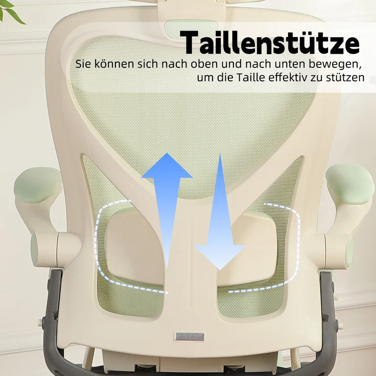 Faumrta Klappbarer ergonomischer Bürostuhl, kleiner Raumklappstuhl mit Taillenstütze, Schwammsitzkissen, klappbare Armlehnen, 3D-Kopfstützen und Bürostuhl mit Arbeitspedalen,greenFoam62cm*48.5cm*129cmGrün – Bild 7