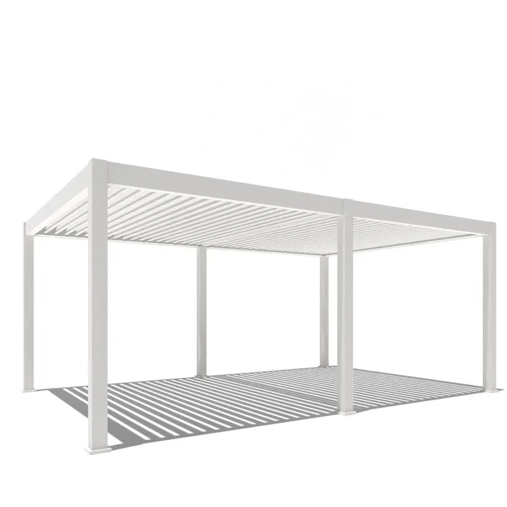 Weide E-Deluxe Plus | elektrische Pergola mit LED | Voll Aluminium | 4 x 6 M | motorisiertes Lamellendach weiß