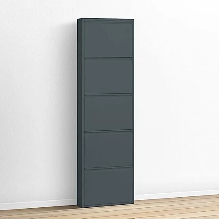 ebuy24 Pisa Schuhkipper, Grau, Holzwerkstoff, 5 Klappen, 50x173x16 cm, Schuhaufbewahrung mit modernem Design – Bild 2