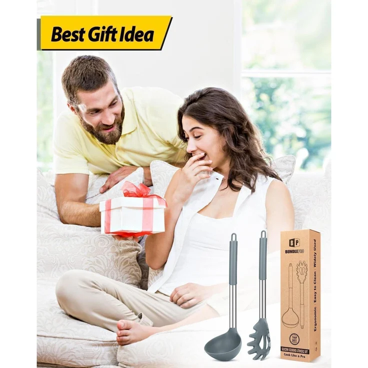 Silikon Pasta Gabel Pfanne Löffel Set Antihaft Küche Kochen Rühren Server – Bild 7