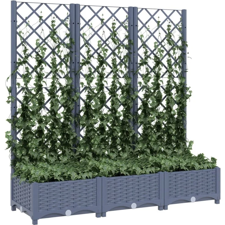 vidaXL Pflanzkübel mit Spalier Blaugrau 120x40x121,5 cm PP 318252 – Bild 3