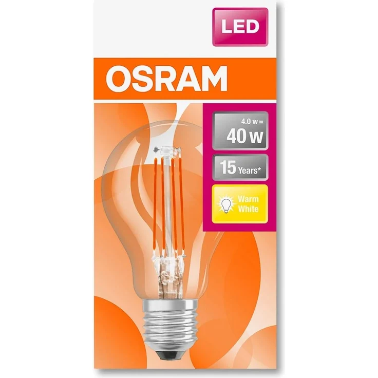 OSRAM LED Star Classic P, Sockel: E27, Nicht Dimmbar, Warmweiß, Ersetzt eine herkömmliche 40 Watt Lampe, Filament, 10er-Pack – Bild 2