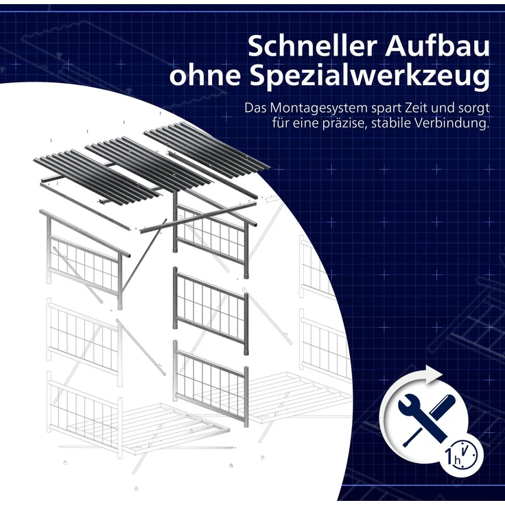 CLP Brennholzregal Macon mit Dach wetterfest Metall verzinkt,Farbe:metall;Set-Inhalt:Brennholzregal + Erweiterung – Bild 5