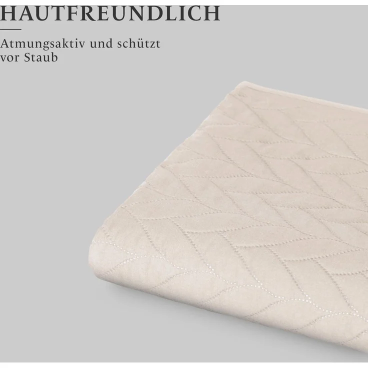 Tagesdecke ( Creme ) 220x240 cm mit wattierter Zwischenlage, Bettüberwurf - Überwurfdecke, Sommerdecke gesteppt - Steppdecke, Wendedecke – Bild 5