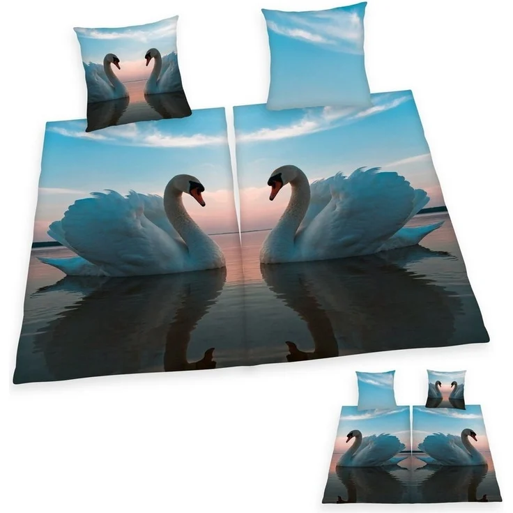 Herding Kinderbettwäsche Partner Bettwäsche 4tlg. Schwanenpaar 135x200 cm (80x80 cm) – Bild 5