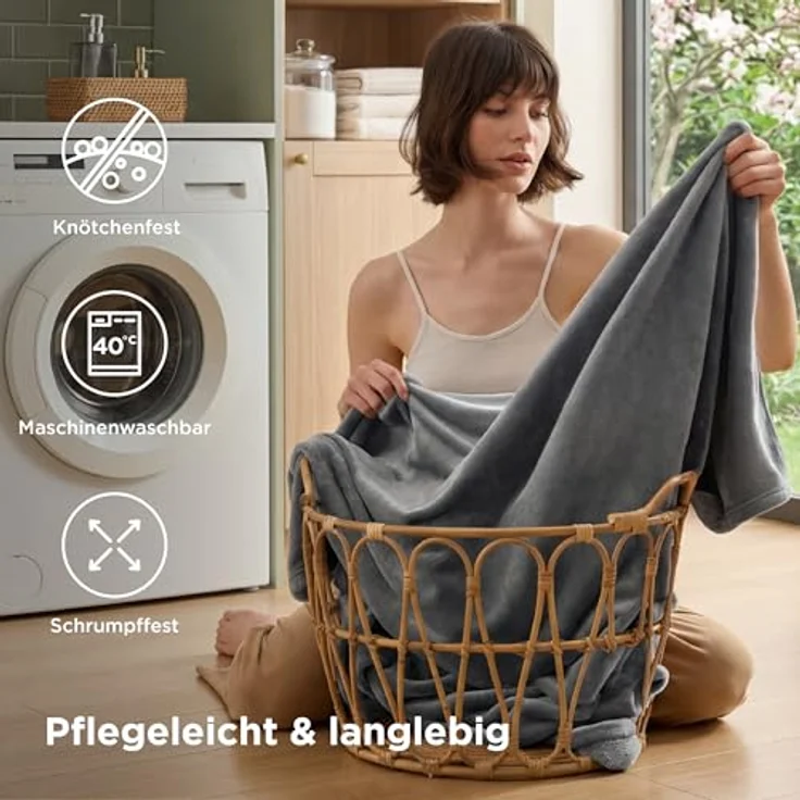 BEDSURE Kuscheldecke Flauschig Decke Fleecedecke - Wohndecke Warm Winter Weich, Sofadecke XL, Decke Couch Blanket, Wohn- & Kuscheldecken 150x200 cm, Sofa überwurfdecke Grau – Bild 7