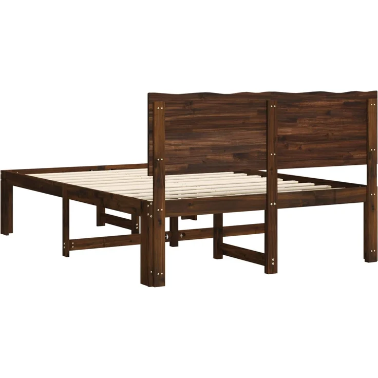 vidaXL Doppelbettgestell mit Kopfteil ROSTOCK Dunkelbraun 140 x 200 cm 3405446 – Bild 6