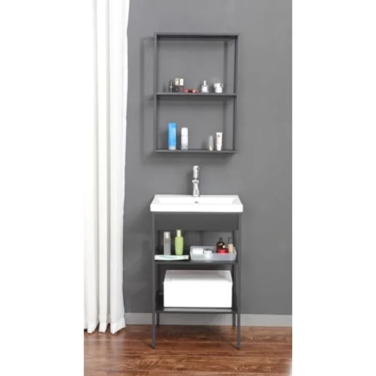trendteam smart living - Lorin - Waschbeckenregal - Schwarz - Stilvolles Badregal mit 2 offenen Fächern - (BxHxT) 51 x 80 x 40 cm - praktische Aufbewahrung mit modernem Design – Bild 4