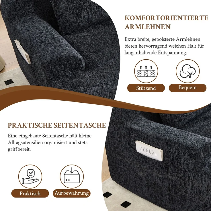 ZUBALIYA SchlafSofa mit Cordbezug, mit Schaumstoffpolsterung, ohne aufwendige Montage, für Wohnzimmer und Apartments – Bild 3