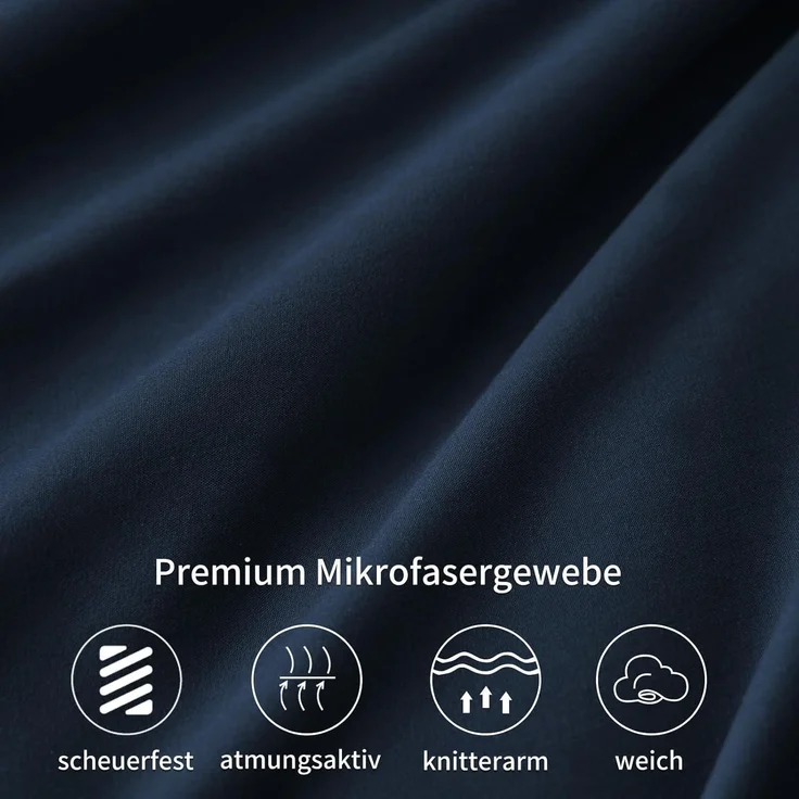 Kissenbezug 80x80 2er Pack Dunkelblau Mikrofaser Reißverschluss – Bild 5
