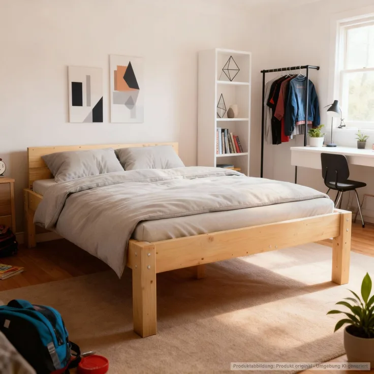 Pfostenbett Massivholzbett (Fichte) "Daybett" 120 x 200 cm 38 cm Holzbett 300kg