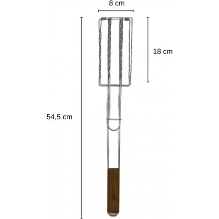 Grandhall Grillwurst Korb BBQ Sausage Grill Basket Bambus verchromter Stahlgrillkorb – Bild 2