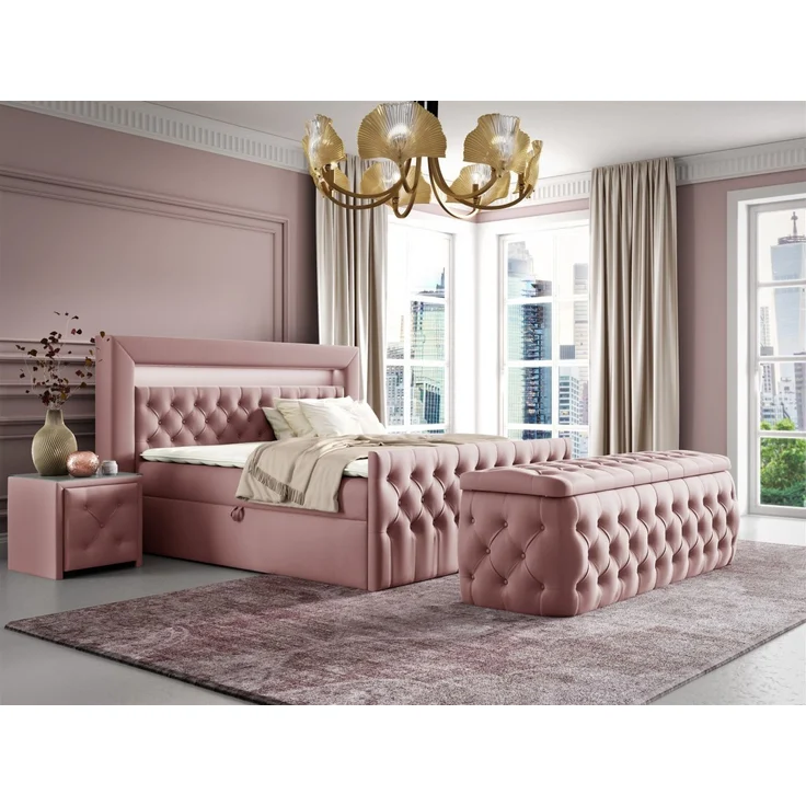 Polsterhocker mit Stauraum ERNESTO 140x50x45 cm Elisa Velvet Altrosa – Bild 5