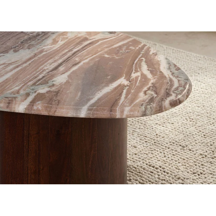 Couchtisch Akazie 70x65x35 braun lackiert / Marmor beige ORGANIC COLLECTION #35 – Bild 5