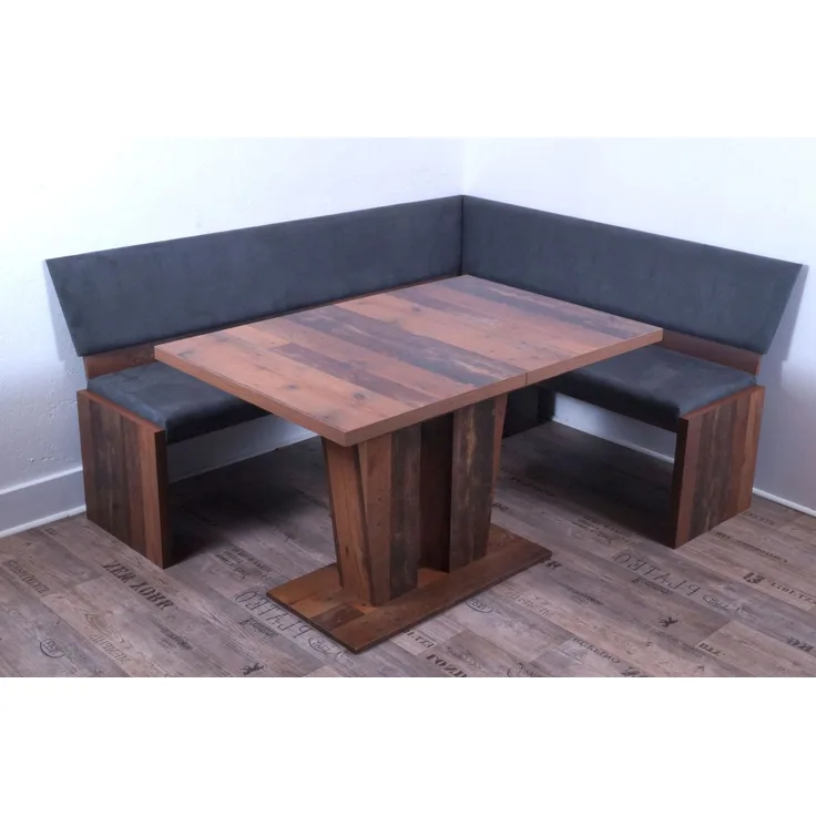 MSZ Design Eckbank MILANO 185 x 150 cm Old Wood Vintage ohne Stühle Altholz-Optik