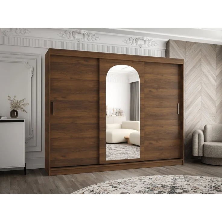 MIRJAN24 Kleiderschrank Selfie 250 cm (mit drei Schiebetüren) 250x62x200 cm, Frontspiegel – Bild 2
