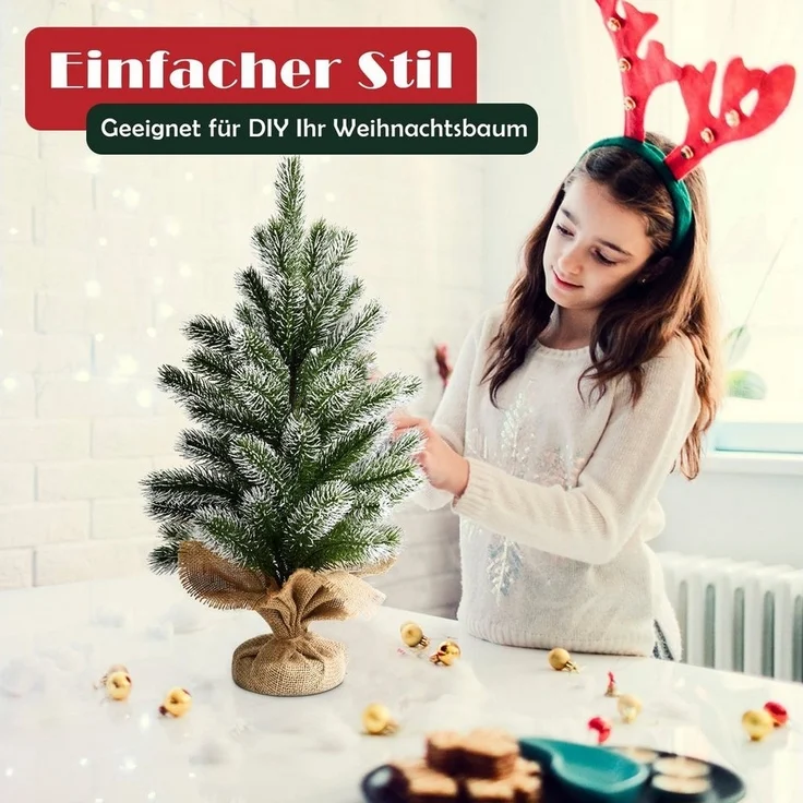 COSTWAY Künstlicher Weihnachtsbaum, 50cm, mit 55 Zweigen und Sockel – Bild 2