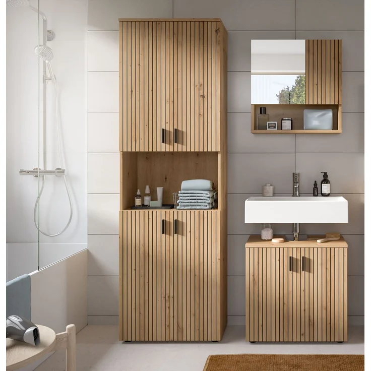 Badkombination B/H/T: 135x192x30 cm in Artisan Oak Nachbildung und -- – Bild 6