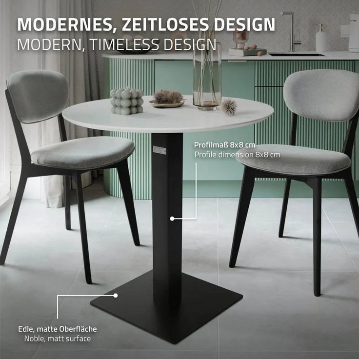 ML-DESIGN Tischbein Tischgestell mit Bodenplatte aus pulverbeschichteter Stahl Tischfuß, Tischuntergestell Höhe 72cm Schwarz Metall Bodenplatte Indoor/Outdoor – Bild 3