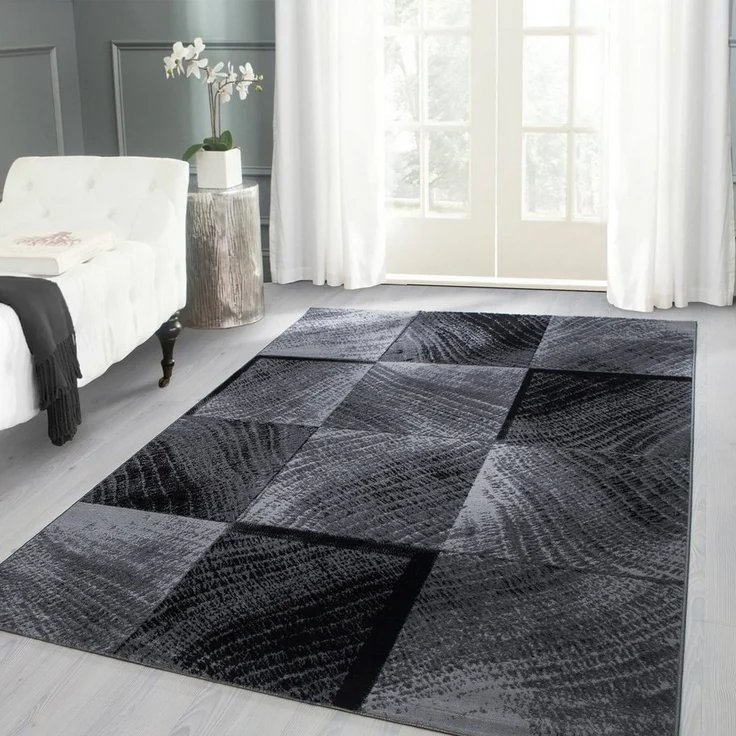 Carpettex Designteppich Kariert Design, Läufer, Höhe: 6 mm, Kurzflor Teppich Wohnzimmer Abstrakt Kariert Design Pflegeleicht – Bild 1