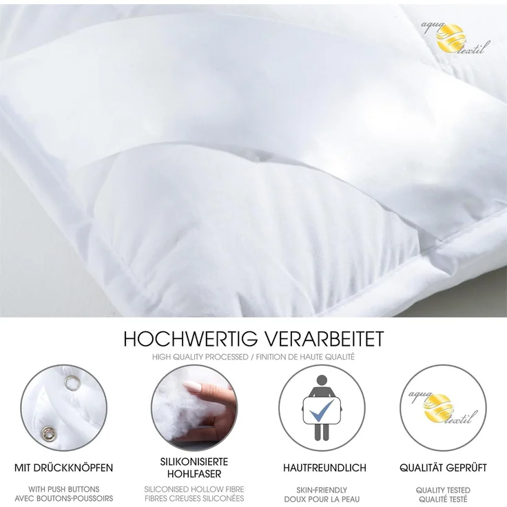aqua-textil 4 Jahreszeiten Bettdecke 200x220 cm Decken zusammengeknöpft Winter 1350g Sommer 1000g klimaregulierend Oeko-TEX – Bild 3