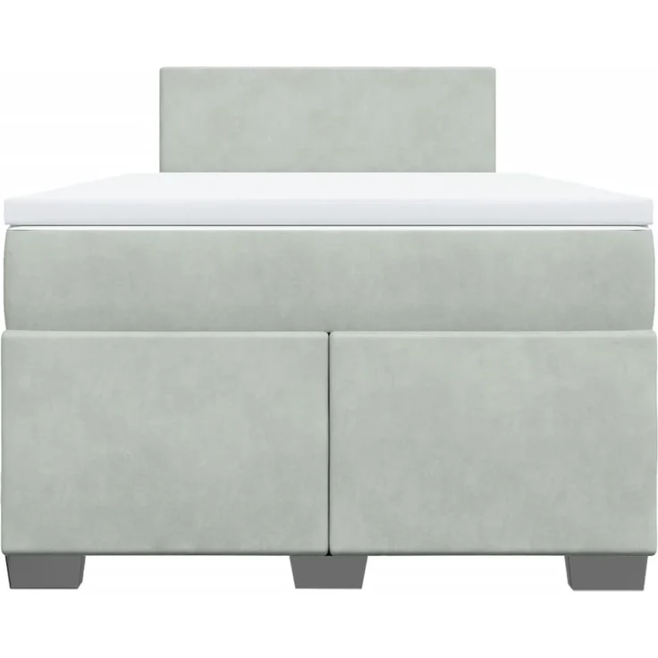 vidaXL Boxspringbett mit Matratze Hellgrau 120x200 cm Samt 3288576 – Bild 6