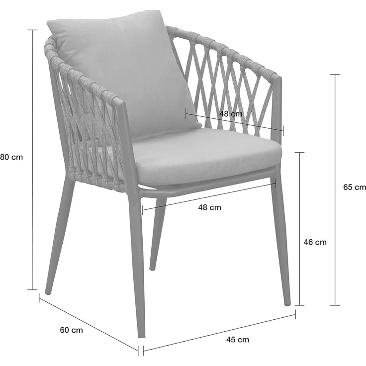 LC Garden 'Sunrepo' Gartenstuhl-Set 6-tlg., stapelbar, Seilgeflecht anthrazit – Bild 3