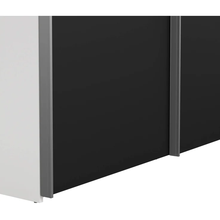 Dmora Kleiderschrank 2 Türen Maurice, Schlafzimmermöbel, Schrank, Garderobe, 150x61 h200 cm, Weiß und Schwarz – Bild 6