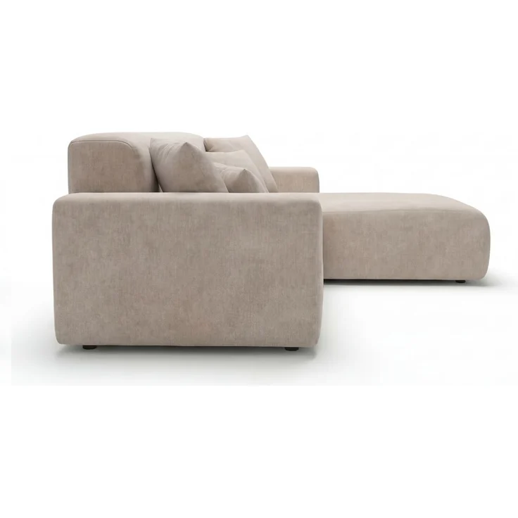 GRAINGOLD Ecksofa L-Form Nork, Wohnzimmer Ecksofa, Couch L-Form, Velour-Stoff, Beige, Rechts – Bild 7